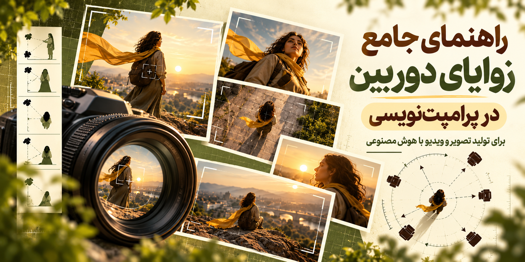 راهنمای جامع زوایای دوربین در پرامپت‌نویسی | چطور خروجی دقیق‌تری از هوش مصنوعی بگیریم؟